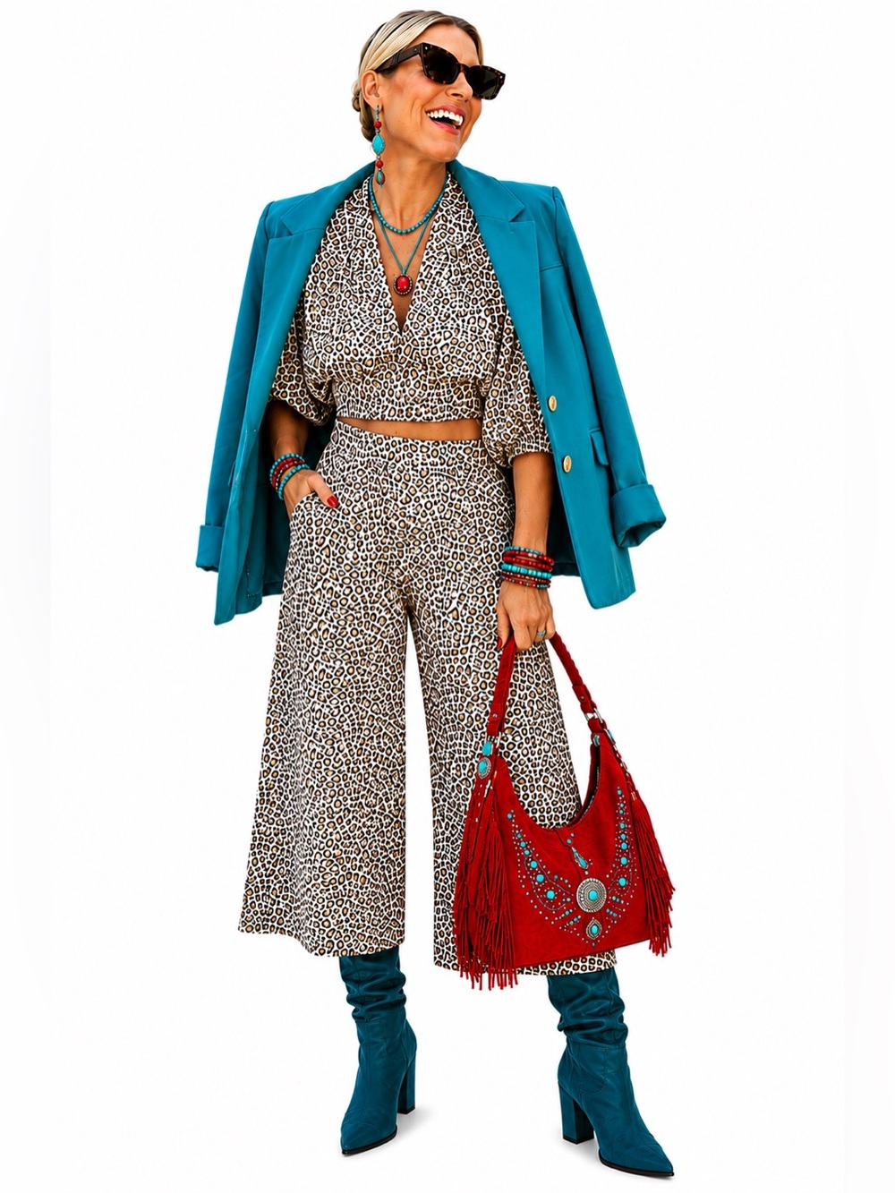 Leopard Print Set (bubble top plus pants)